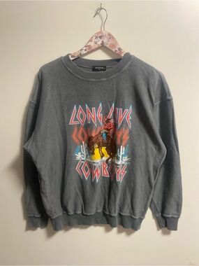Zutter Gray 'Long Live Cowboys' Graphic Crewneck Sweater